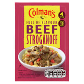 Colman's Beef Stroganoff Mix - 40g serves 4 and cooks in just 15 minutes, delivering a creamy stroganoff packed with beef and vegetables—perfect for quick, flavourful meals.